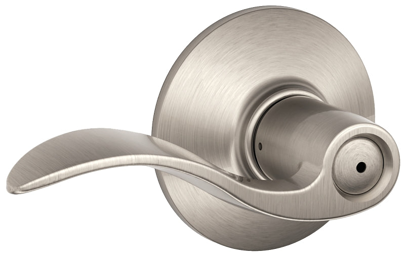 Schlage F Series F40V ACC 619 Privacy Lever, Mechanical Lock, Satin Nickel, Metal, Residential, 2 Grade