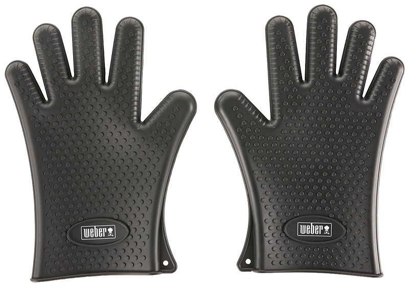 Weber 7017 Grilling Gloves, L, Silicone, Black