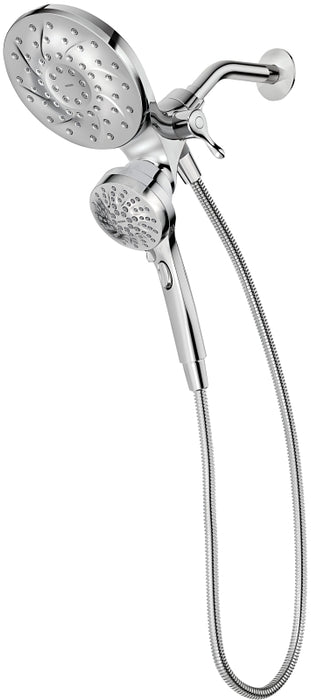 Moen 26009SRN Hand Shower and Rain Shower Combo, Round, 1/2 in Connection, IPS, 2.5 gpm, 6-Spray Function, Metal