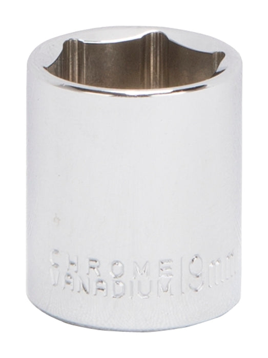 Vulcan MT6500268 Drive Socket, 19 mm Socket, 3/8 in Drive, 6-Point, Chrome Vanadium Steel, Chrome