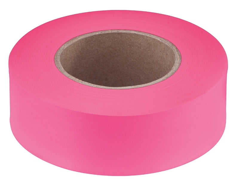 Empire 77-003 Flagging Tape, 200 ft L, 1 in W, Pink, Plastic