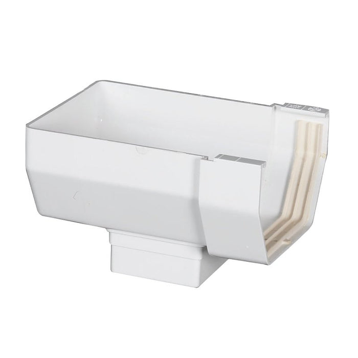 Amerimax T0509 Gutter End Drop with Outlet, 5 in W, Vinyl, White