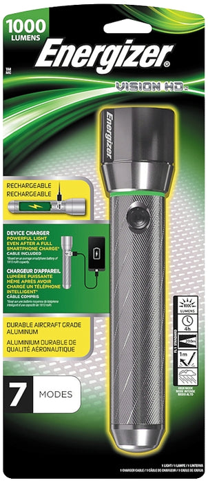 Energizer ENPMHRL7 Rechargeable Flashlight, Lithium-Ion Battery, 1000 Lumens Lumens, 200 m Beam Distance, 4 hr Run Time