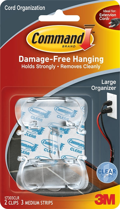 Command 17303CLR Cord Organizer, Plastic, Transparent