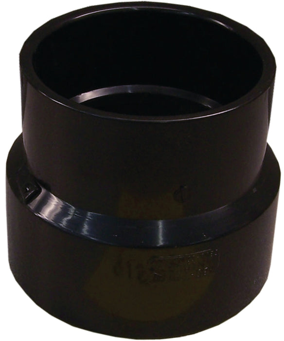 Canplas 103036BC Sewer Pipe Adapter Coupling, 4 x 3 in, Hub, ABS, Black, 40 Schedule