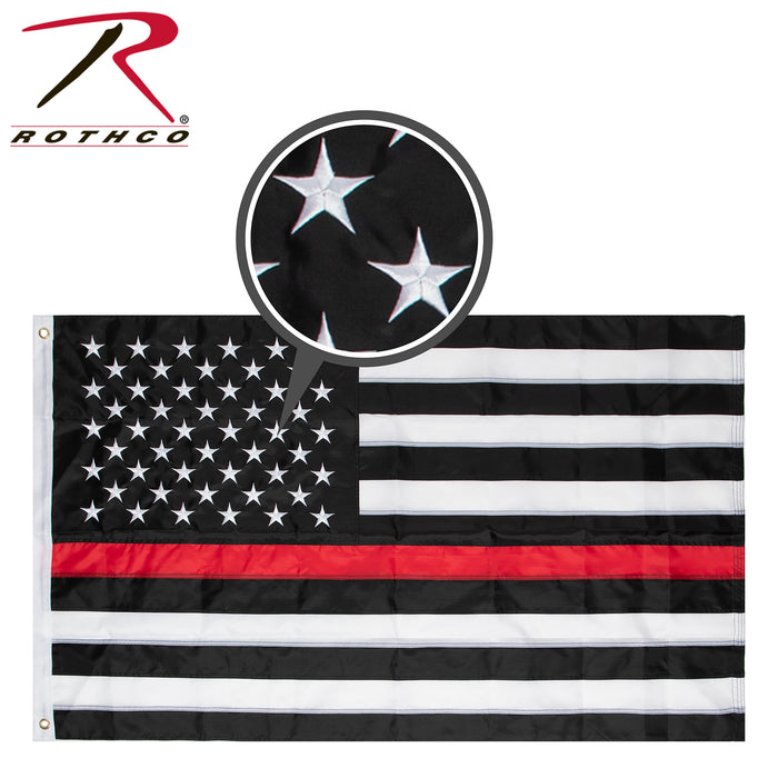 Rothco Deluxe Thin Red Line Flag / 3' X 5'