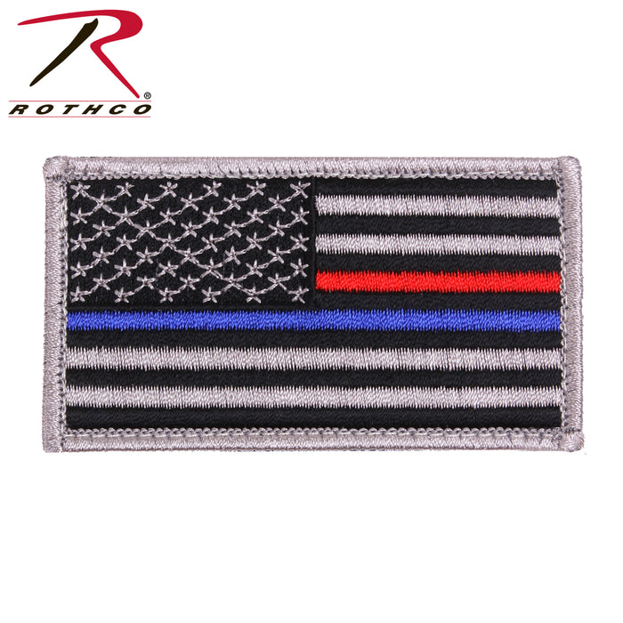 Rothco Thin Blue Line / Thin Red Line US Flag Patch - Hook Back