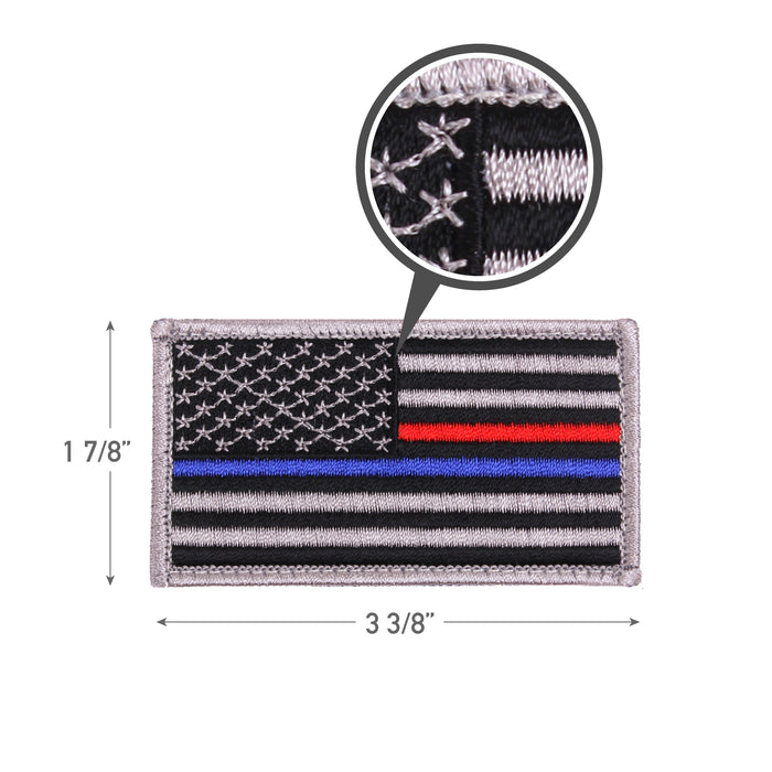 Rothco Thin Blue Line / Thin Red Line US Flag Patch - Hook Back