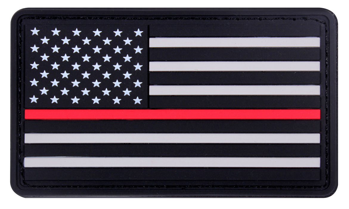 Rothco Rubber Thin Red Line Flag Patch - Hook Back