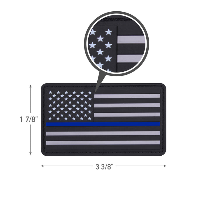 Rothco PVC Thin Blue Line Flag Patch - Hook Back