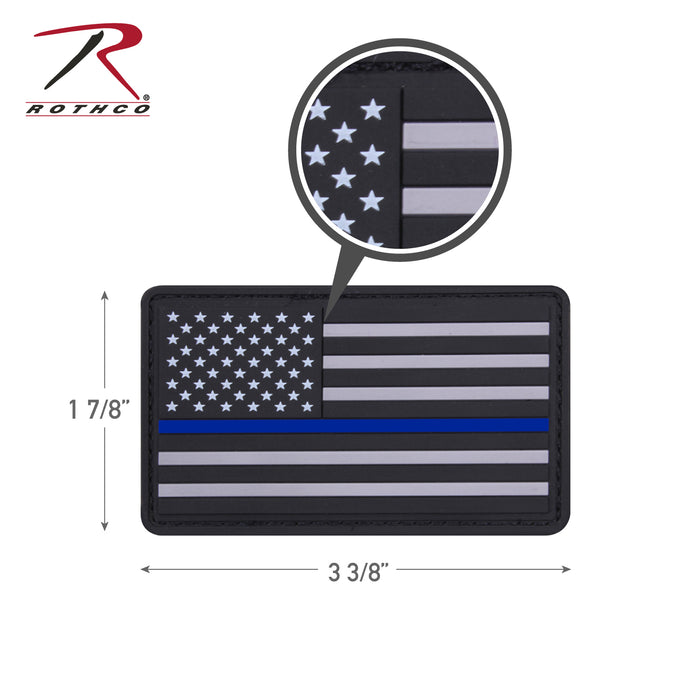 Rothco PVC Thin Blue Line Flag Patch - Hook Back