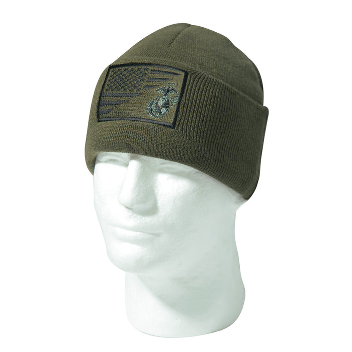 Rothco USMC Eagle, Globe and Anchor / US Flag Deluxe Fine Knit Watch Cap