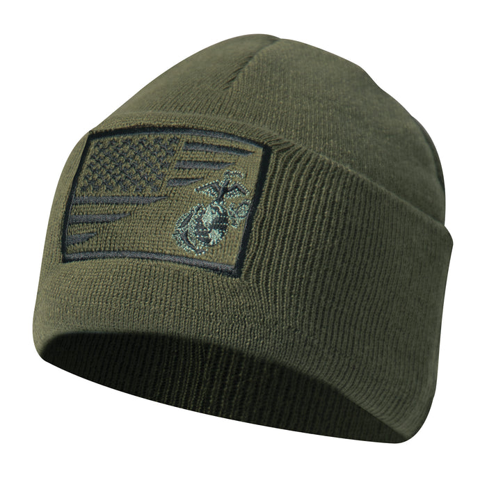 Rothco USMC Eagle, Globe and Anchor / US Flag Deluxe Fine Knit Watch Cap