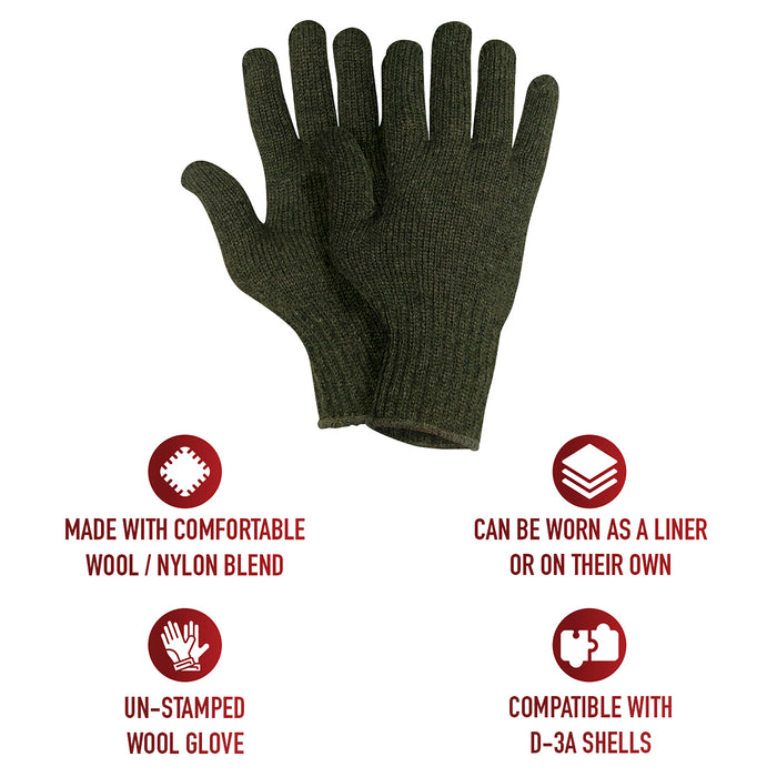 Rothco Wool Glove Liners - Unstamped