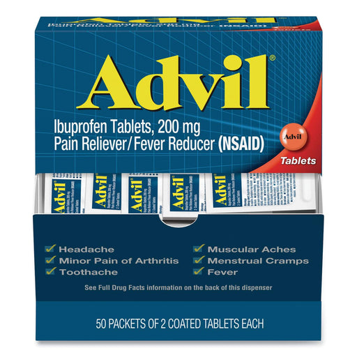 Advil Ibuprofen Tablets, Two-Pack, 50 Packs/Box - DS PFYBXAVL50BX