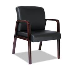 Alera Reception Lounge WL Series Guest Chair, 24.21" x 24.8" x 32.67", Black Seat, Black Back, Mahogany Base - DS ALERL4319M