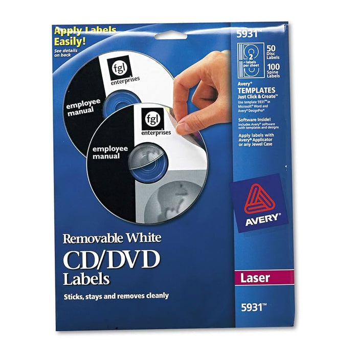 Avery 5931 Laser Labels Shuttered Jewel Case Inserts with Software for CD/DVD - AVE5931
