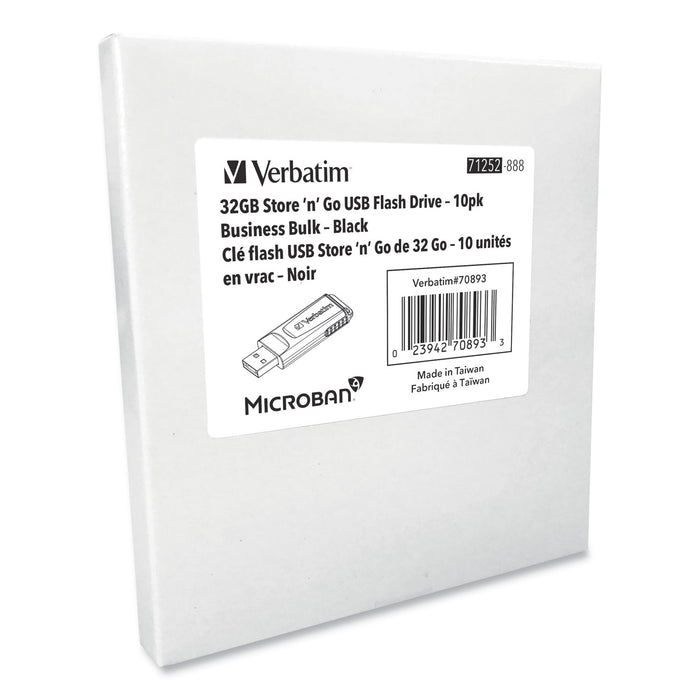 Verbatim Store 'n' Go USB Flash Drive Business Bulk, 32 GB, Black, 10/Pack