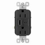 15A BLK USB AC Outlet