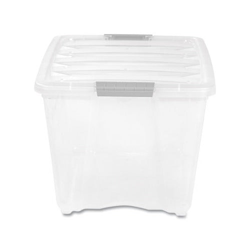 IRIS Stack and Pull Latching Flat Lid Storage Box, 13.5 gal, 22" x 16.5" x 13.03", Clear IRS100243