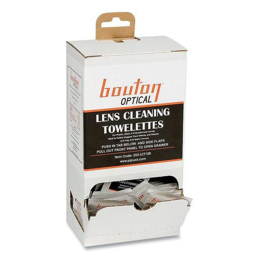 Bouton Optical Lens Cleaning Towelettes, Individually Wrapped in Dispenser Box, 100/Box - BOU252LCT100