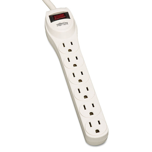 Tripp Lite Protect It! Home Computer Surge Protector, 6 AC Outlets, 2 ft Cord, 180 J, Light Gray
