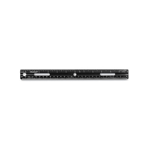 Westcott KleenEarth Recycled Ruler, Standard/Metric, 12" Long, Plastic, Black