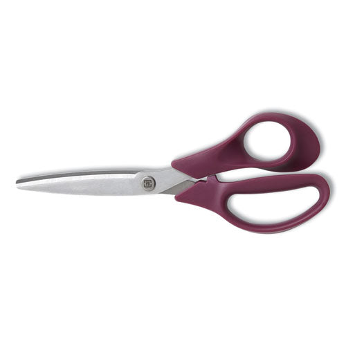 TRU RED Stainless Steel Scissors, 8" Long, 3.58" Cut Length, Straight Purple Handle - TUD24380504