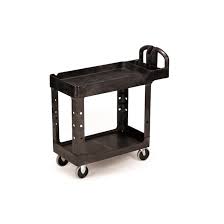 Rubbermaid Commercial HD 2-Shelf Utility Cart with Lipped Shelf (Small) - RCP450088BK Rubbermaid Commercial Products