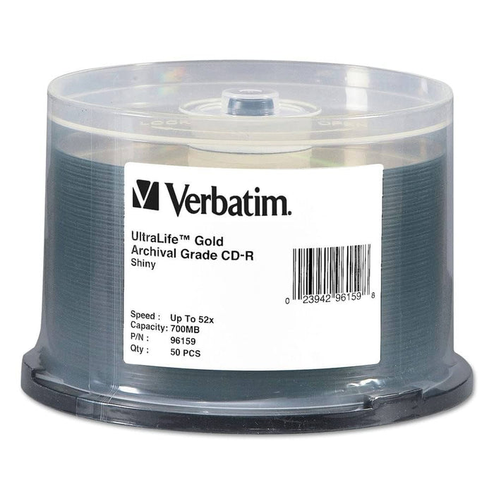 Verbatim CD-R Archival Grade Recordable Disc, 700 MB/80 min, 52x, Spindle, Gold, 50/Pack VER96159