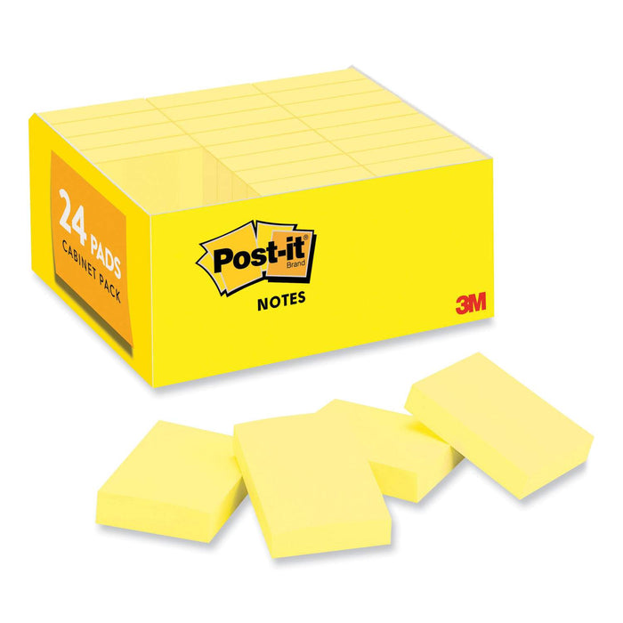 Post-It Original Pads in Canary Yellow, Value Pack, 1.38" x 1.88", 100 Sheets/Pad, 24 Pads/Pack - DS MMM65324VAD