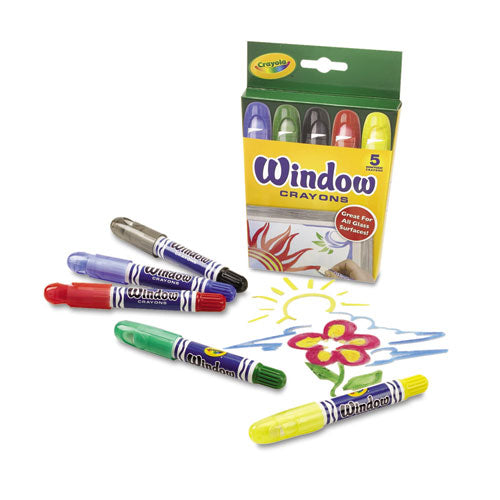 Washable Window Crayons, Assorted Colors, 5-set