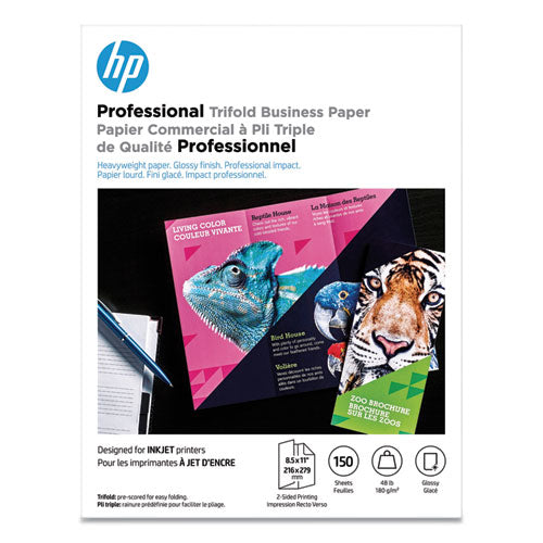 Professional Trifold Business Paper, 48 Lb, 8.5 X 11, Glossy White, 150-pack