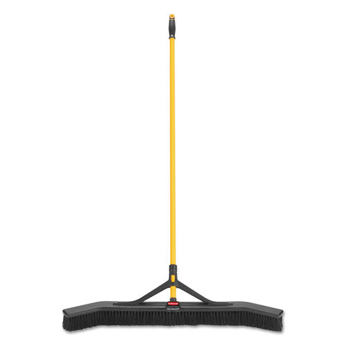 Maximizer Push-to-center Broom, Poly Bristles, 36 X 58.13, Steel Handle, Yellow-black