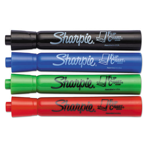 Flip Chart Marker, Broad Bullet Tip, Assorted Colors, 4-set