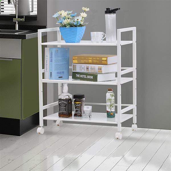 Office Package Widen 3 Tiers Multi-functional Storage Cart Kitchen Cart Ivory White