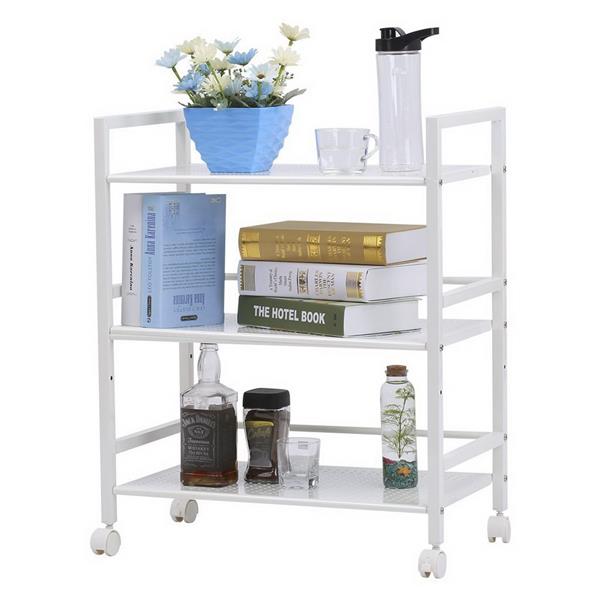 Office Package Widen 3 Tiers Multi-functional Storage Cart Kitchen Cart Ivory White