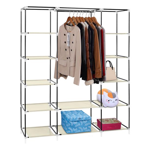 Office Package Two Colors 69&quot; Portable Clothes Closet Wardrobe Storage Organizer with Non-Woven Fabric Quick Bedroom Furniture Wardrobe
